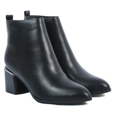 Bottines femme noires Seline avec zip latéral et talon bloc S-OS-2-N