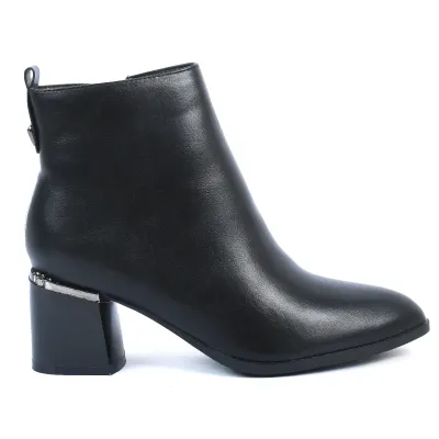 Bottines femme noires Seline avec zip latéral et talon bloc S-OS-2-N