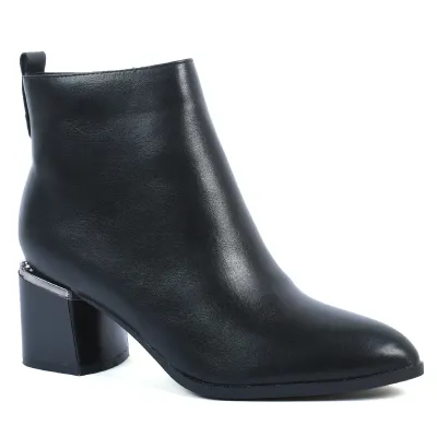 Bottines femme noires Seline avec zip latéral et talon bloc S-OS-2-N