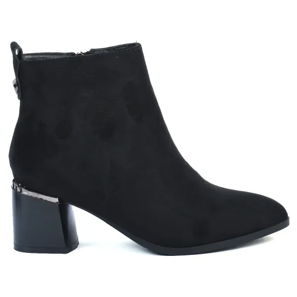 BOTTINES FEMME NOIRES DAIM À TALON BLOC