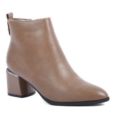 Bottines femme taupe à talon bloc Seline avec liseré métallique  S-OS-2-K