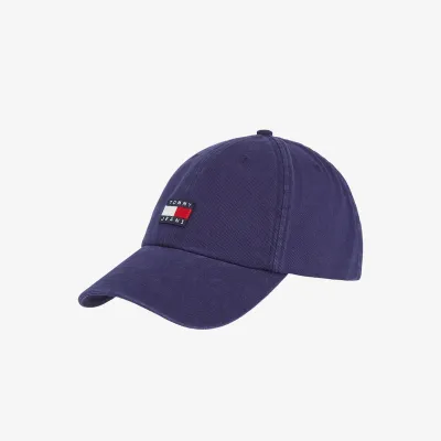 Casquette baseball Tommy Jeans Heritage Six-Panel en coton bleu marine AM0AM12020-DY4 avec fermeture métallique réglable.