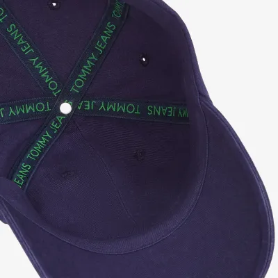 Casquette baseball Tommy Jeans Heritage Six-Panel en coton bleu marine AM0AM12020-DY4 avec fermeture métallique réglable.