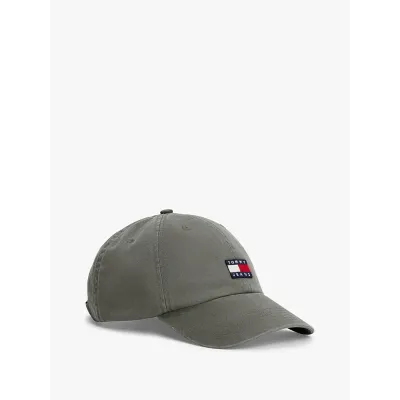 Casquette baseball Tommy Jeans Heritage Six-Panel en coton gris AM0AM12020-PR7 avec broderie Tommy,visière surpiquée
