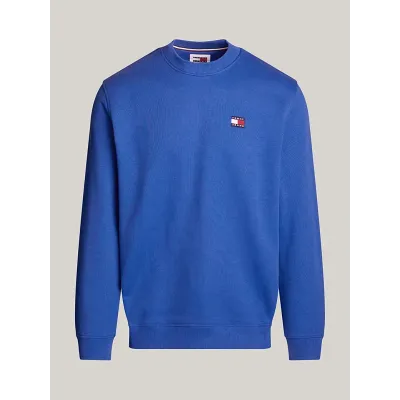 Sweatshirt homme Tommy Jeans Regular Badge bleu DM0DM17986-C8T en coton Terry, coupe Regular Fit.