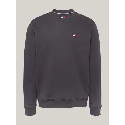 Sweatshirt homme Tommy Jeans Regular Badge gris DM0DM17986-PUB en coton Terry, coupe Regular Fit.