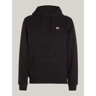 Hoodie homme Tommy Jeans Regular Badge noir DM0DM17988-BDS en coton 100 %, coupe Regular Fit.