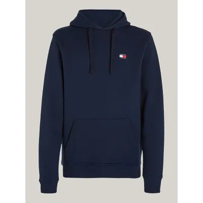 Hoodie homme Tommy Jeans Regular Badge bleu marine DM0DM17988-C1G en coton 100 %, coupe Regular Fit.