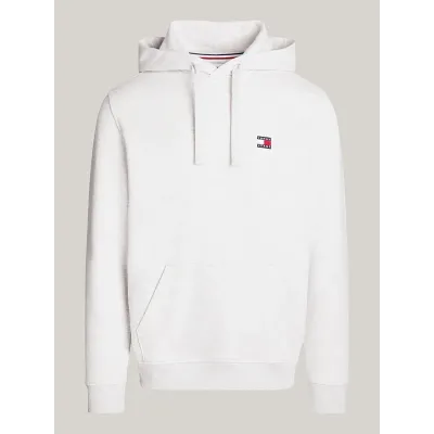 Hoodie homme Tommy Jeans Regular Badge blanc DM0DM17988-PE9 en coton 100 %, coupe Regular Fit .
