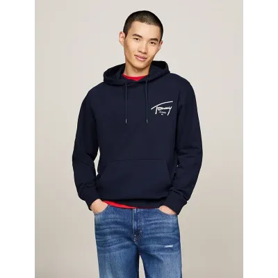 Sweat à capuche homme Tommy Jeans Entry Graphic bleu marine DM0DM19229-C1G en coton 100 %, coupe Regular Fit .