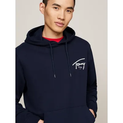 Sweat à capuche homme Tommy Jeans Entry Graphic bleu marine DM0DM19229-C1G en coton 100 %, coupe Regular Fit .