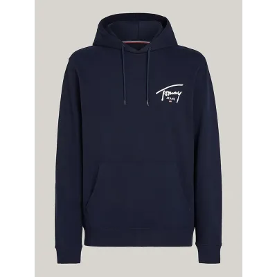 Sweat à capuche homme Tommy Jeans Entry Graphic bleu marine DM0DM19229-C1G en coton 100 %, coupe Regular Fit .