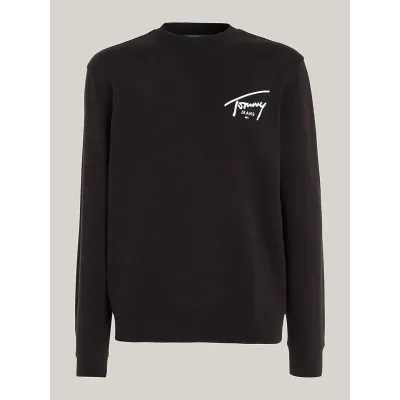 Sweat homme Tommy Jeans Reg Entry Graphic Crew noir DM0DM19230-BDS en coton 100 %, coupe Regular Fit, col rond.