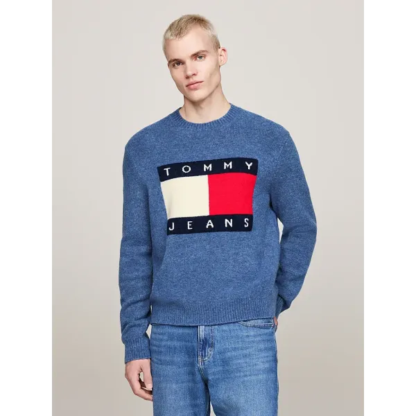 MELANGE FLAG KNITTED CREWNECK