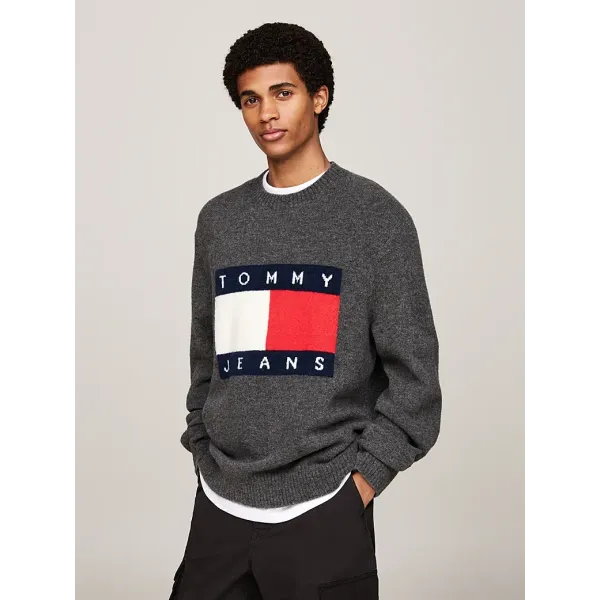 MELANGE FLAG KNITTED CREWNECK