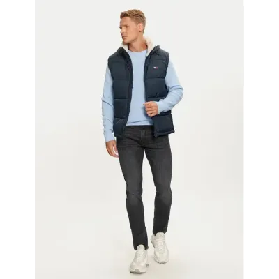 Doudoune sans manches Tommy Jeans Vail Puffer Vest bleu marine DM0DM19632-C1G, coupe Regular Fit avec fermeture zippée.