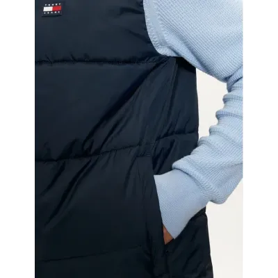 Doudoune sans manches Tommy Jeans Vail Puffer Vest bleu marine DM0DM19632-C1G, coupe Regular Fit avec fermeture zippée.