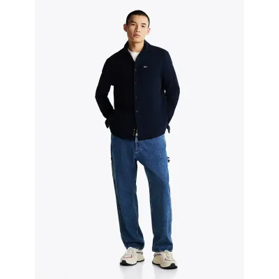 Chemise en flanelle Tommy Jeans homme bleu marine DM0DM19656-C1G, 100 % coton, coupe Regular avec poche poitrine.