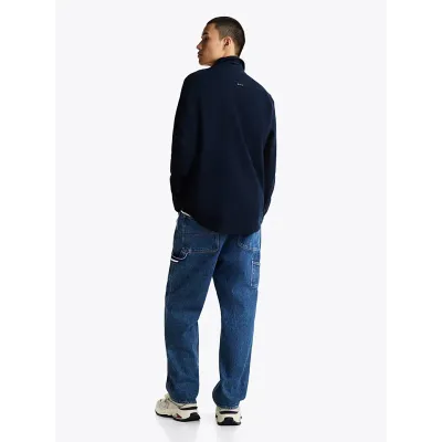 Chemise en flanelle Tommy Jeans homme bleu marine DM0DM19656-C1G, 100 % coton, coupe Regular avec poche poitrine.