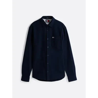 Chemise en flanelle Tommy Jeans homme bleu marine DM0DM19656-C1G, 100 % coton, coupe Regular avec poche poitrine.