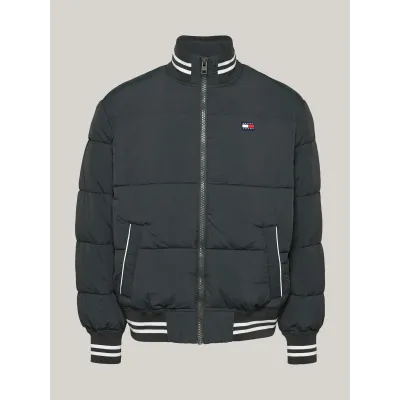 Veste puffer Tommy Jeans homme gris DM0DM19640-PUB, modèle Varsity déperlant en nylon avec coupe Relaxed Fit.