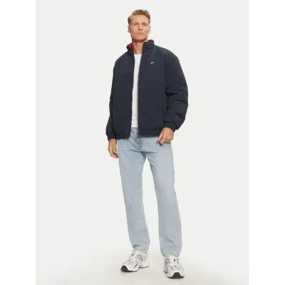 Veste matelassée Tommy Jeans Essential Padded Jacket bleu marine pour homme, DM0DM19661-C1G, en polyamide avec coupe Regular Fit