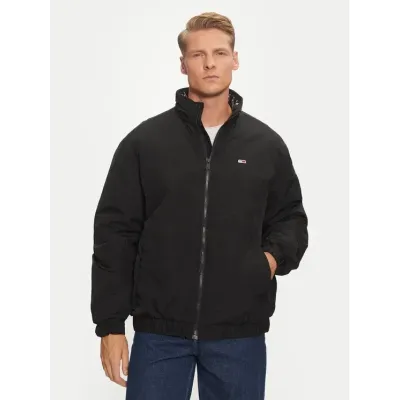 Veste matelassée Tommy Jeans Essential Padded Jacket noire pour homme, DM0DM19661-BDS, en polyamide avec coupe Regular Fit