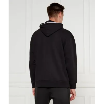 Hoodie Tommy Jeans homme noir RLX Varsity Piping DM0DM19760-BDS, coupe Regular Fit, capuche ajustable, poche kangourou.
