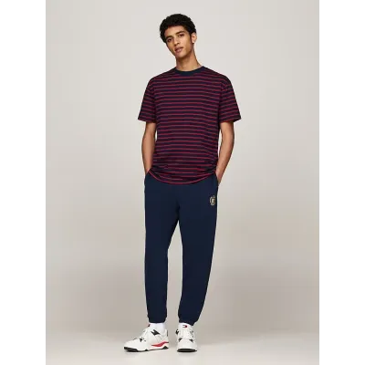 Pantalon de survêtement Tommy Jeans homme bleu marine DM0DM19805-C1G, 100 % coton, Regular Fit avec crest brodé