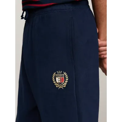 Pantalon de survêtement Tommy Jeans homme bleu marine DM0DM19805-C1G, 100 % coton, Regular Fit avec crest brodé