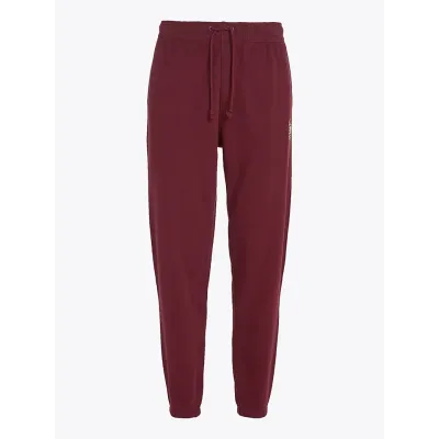 Pantalon de survêtement Tommy Jeans homme bordeaux DM0DM19805-VLP, 100 % coton, Regular Fit avec crest brodé et taille à cordon.