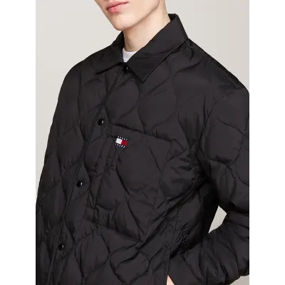 Veste matelassée Tommy Jeans homme noire DM0DM20001-BDS, avec rembourrage en plumes de canard, fermeture à boutons
