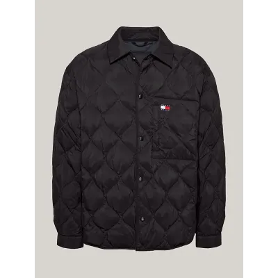 Veste matelassée Tommy Jeans homme noire DM0DM20001-BDS, avec rembourrage en plumes de canard, fermeture à boutons