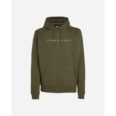 Sweat à capuche Tommy Jeans homme Reg Linear Gold Hood Ext kaki DM0DM20503-M12 avec intérieur rembourré et logo brodé