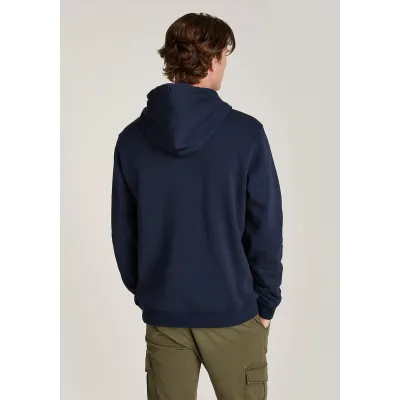 Hoodie Tommy Jeans homme Reg Gold Signature bleu marine DM0DM20507-C1G avec logo signature doré brodé sur la poitrine