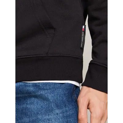 Sweat à capuche Tommy Jeans homme Graphic Regular Fit noir DM0DM20593-BDS en coton imprimé avec poche kangourou