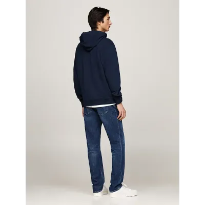 Sweat à capuche Tommy Jeans homme Graphic Regular Fit bleu marine DM0DM20593-C1G en coton imprimé avec poche kangourou
