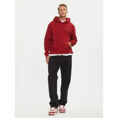Hoodie Tommy Jeans homme Flag Embroidery Fleece rouge DM0DM20742-XIT avec drapeau brodé sur la poitrine