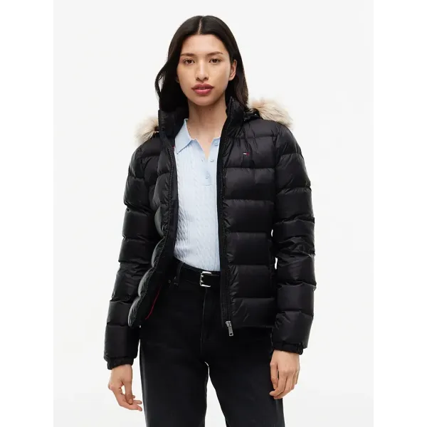FAUX FUR HOOD SLIM DOWN JACKET