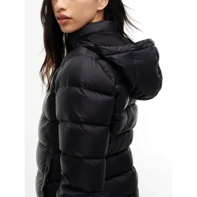 Doudoune Tommy Jeans femme Faux Fur Hood Slim noire DW0DW18312-BDS en duvet de canard avec capuche bordée de fausse fourrure