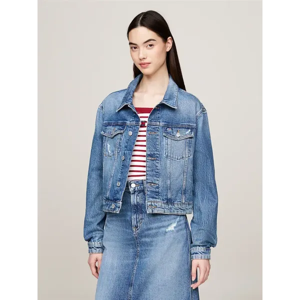 IZZI SLIM CROPPED DENIM TRUCKER