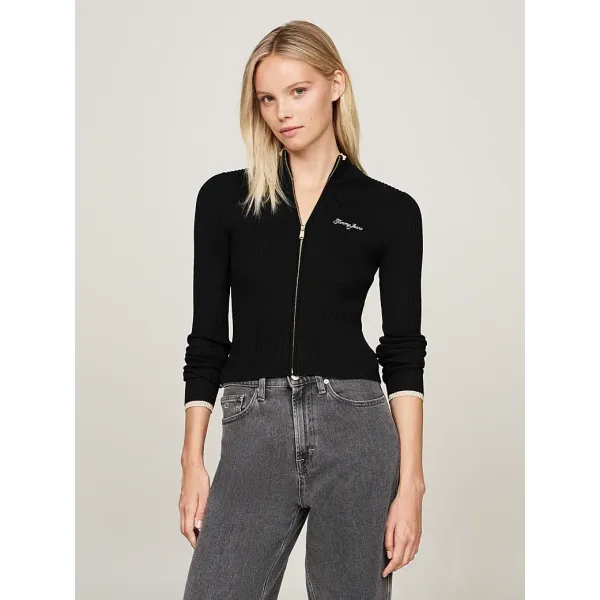 METALLIC STRIPE SLIM ZIP-THRU CARDIGAN