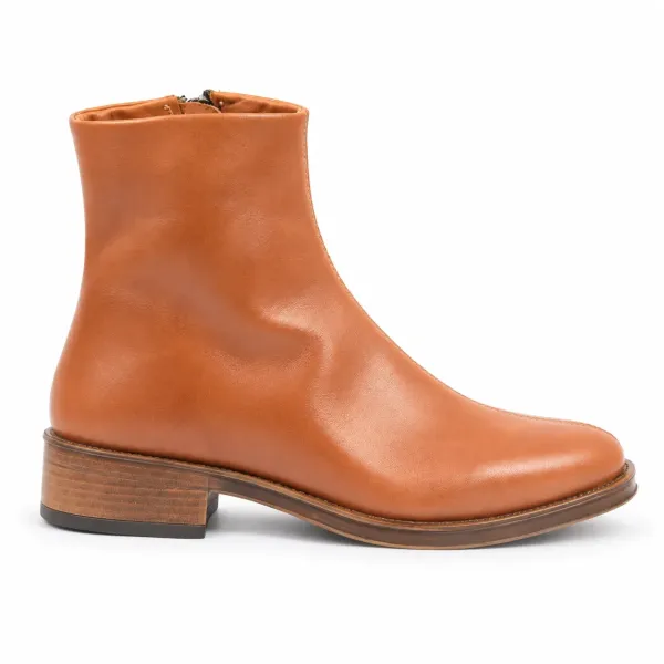 BOTTINE FEMME CUIR CAMEL