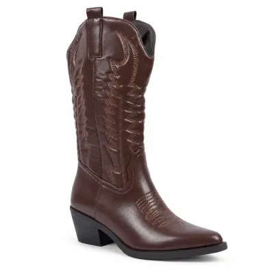 Santiags femme marron brodées Seline S-LJW-5-M