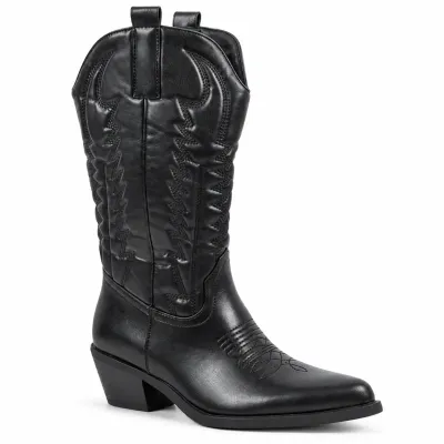 Santiags femme noires brodées Seline S-LJW-5-N