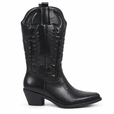 Santiags femme noires brodées Seline S-LJW-5-N