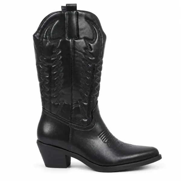 SANTIAGS FEMME NOIRES BRODÉES – BOTTES WESTERN