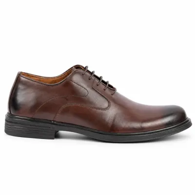 Chaussures de ville homme MAXIMS SHOES MX-207-M en cuir marron, à lacets, avec bout arrondi