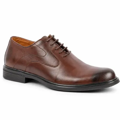 Chaussures de ville homme MAXIMS SHOES MX-207-M en cuir marron, à lacets, avec bout arrondi