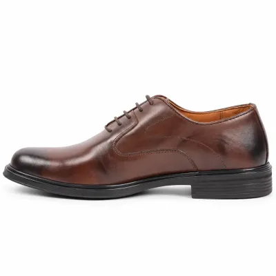Chaussures de ville homme MAXIMS SHOES MX-207-M en cuir marron, à lacets, avec bout arrondi
